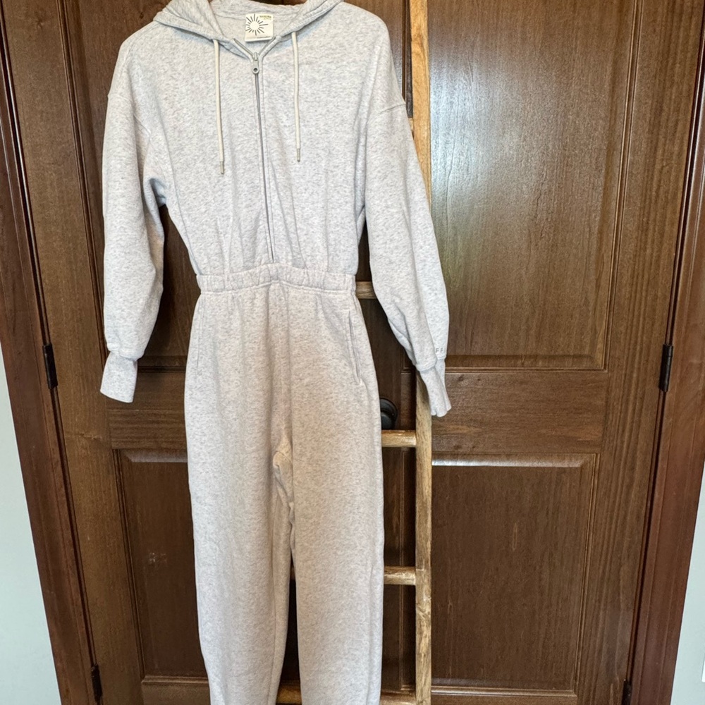 OFFLINE by Aerie Cloud Fleece Jumpsuit:Hooded Zip FrontHeather Gray Size Small